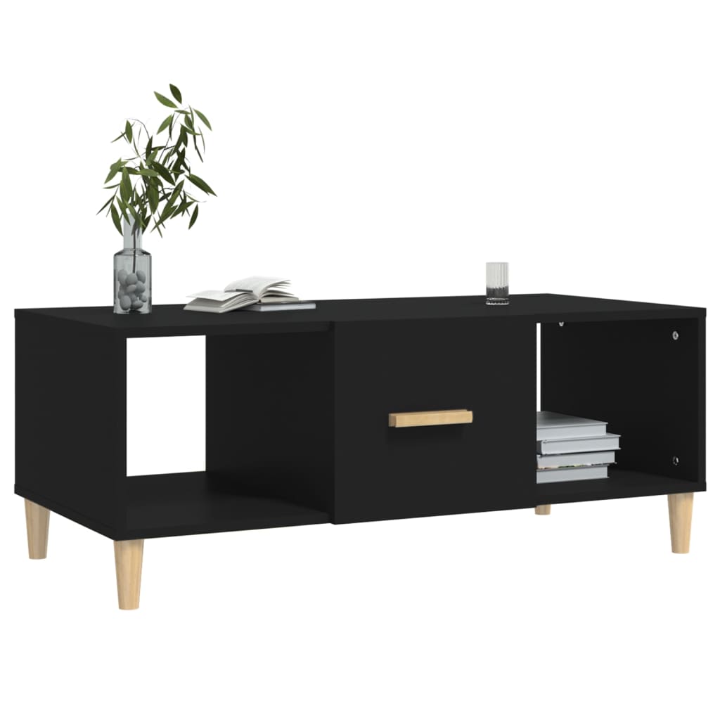 Tavolino da Salotto Nero 102x50x40 cm in Legno Multistrato