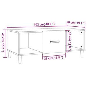 Tavolino da Salotto Nero 102x50x40 cm in Legno Multistrato