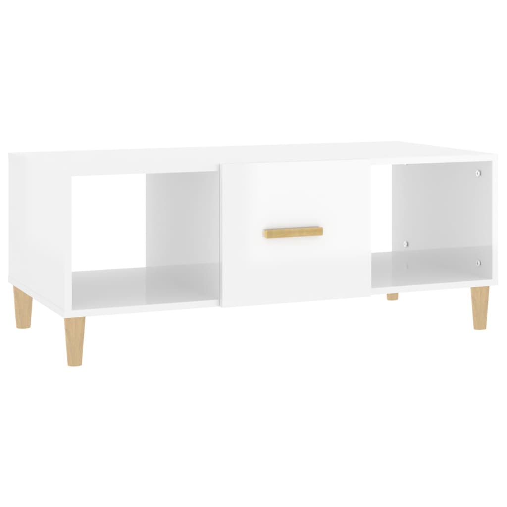 Tavolino da Salotto Bianco Lucido 102x50x40cm Legno Multistrato