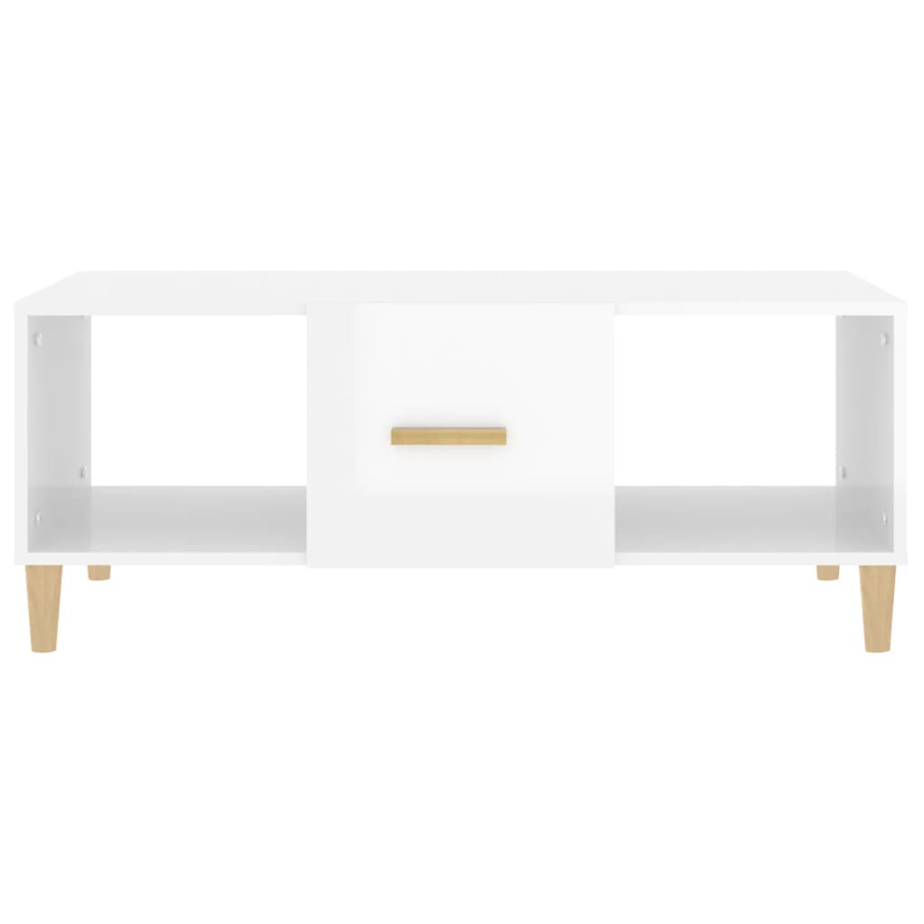 Tavolino da Salotto Bianco Lucido 102x50x40cm Legno Multistrato