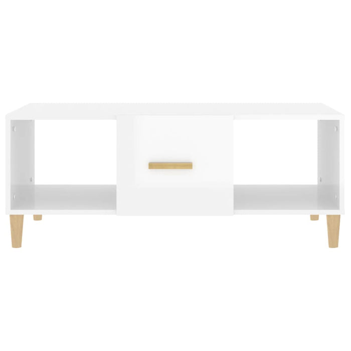 Tavolino da Salotto Bianco Lucido 102x50x40cm Legno Multistrato 812696