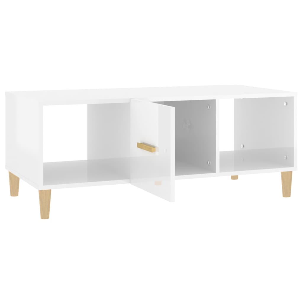 Tavolino da Salotto Bianco Lucido 102x50x40cm Legno Multistrato