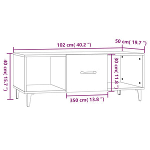 Tavolino da Salotto Bianco 102x50x40 cm in Legno Multistrato