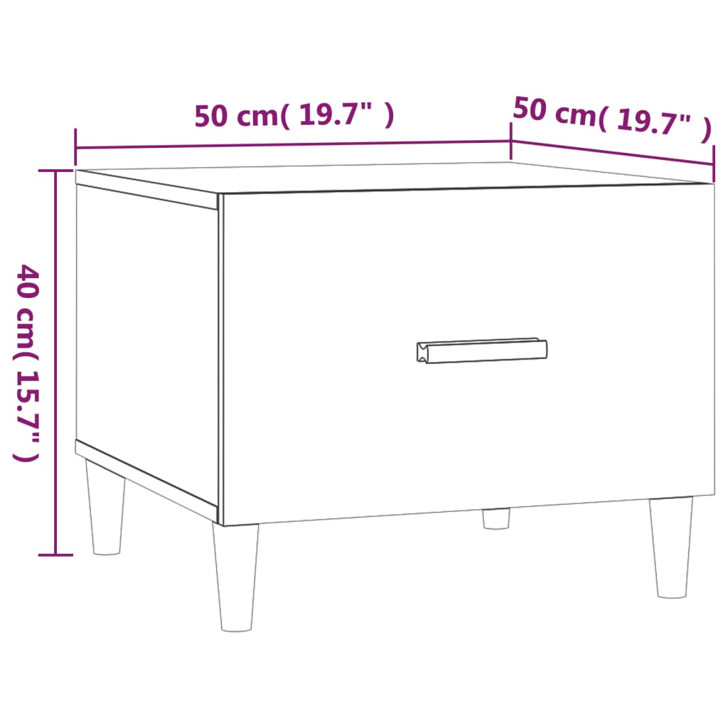 Tavolino da Salotto Bianco 50x50x40 cm in Legno Multistrato