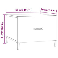 Tavolino da Salotto con Gambe in Metallo Bianco 50x50x40 cm