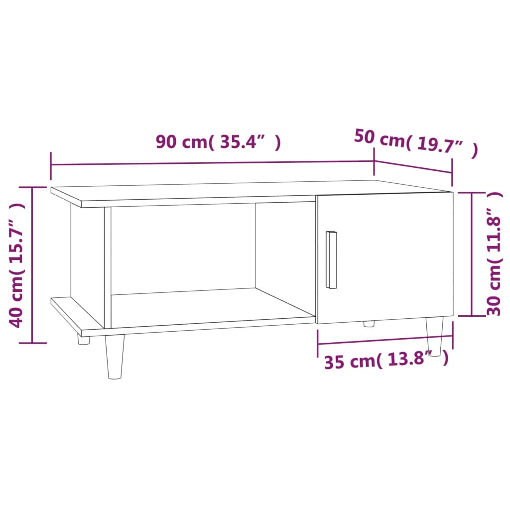 Tavolino da Salotto Nero 90x50x40 cm in Legno Multistrato 812745