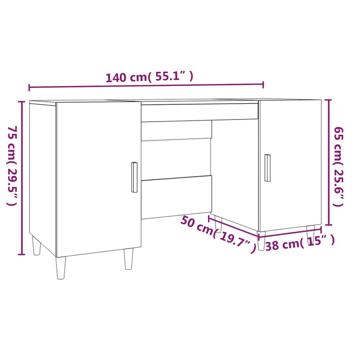 Scrivania Bianca 140x50x75 cm in Legno Multistrato 812762