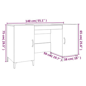 Scrivania Bianca 140x50x75 cm in Legno Multistrato cod mxl 69979