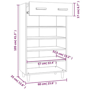 Scarpiera Grigio Cemento 60x35x105 cm in Legno Multistrato