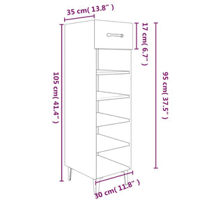 Scarpiera Grigio Cemento 30x35x105 cm in Legno Multistrato cod mxl 41789