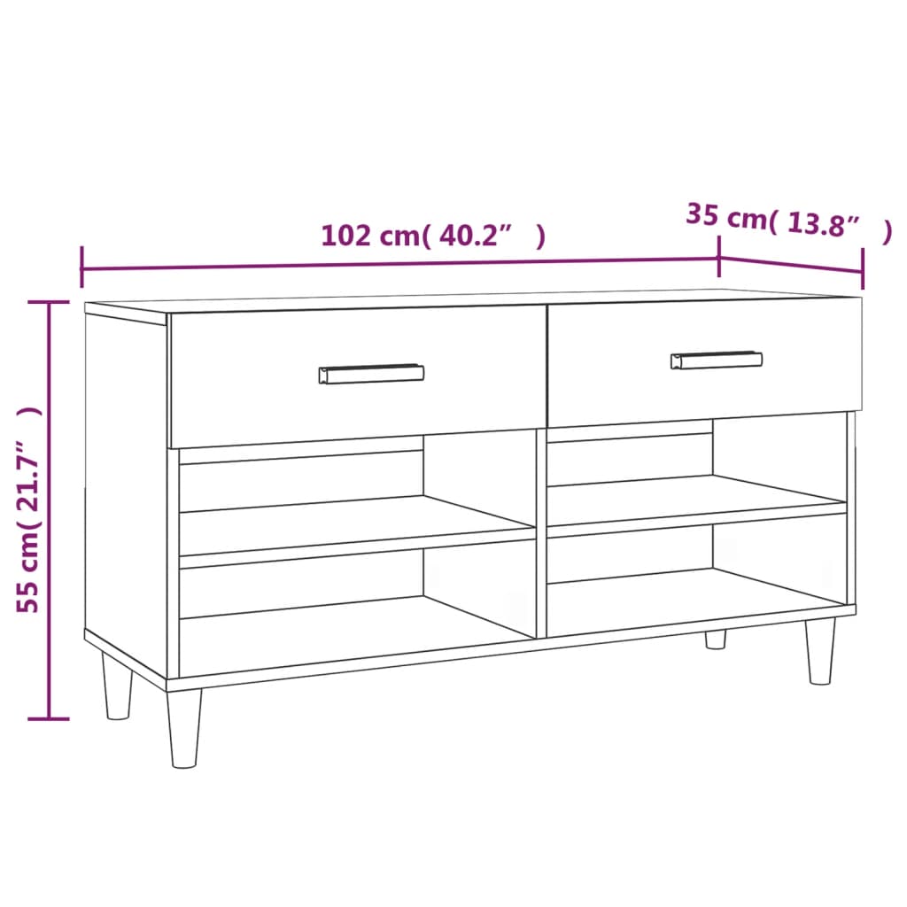 Scarpiera Bianca 102x35x55 cm in Legno Multistrato cod mxl 48891