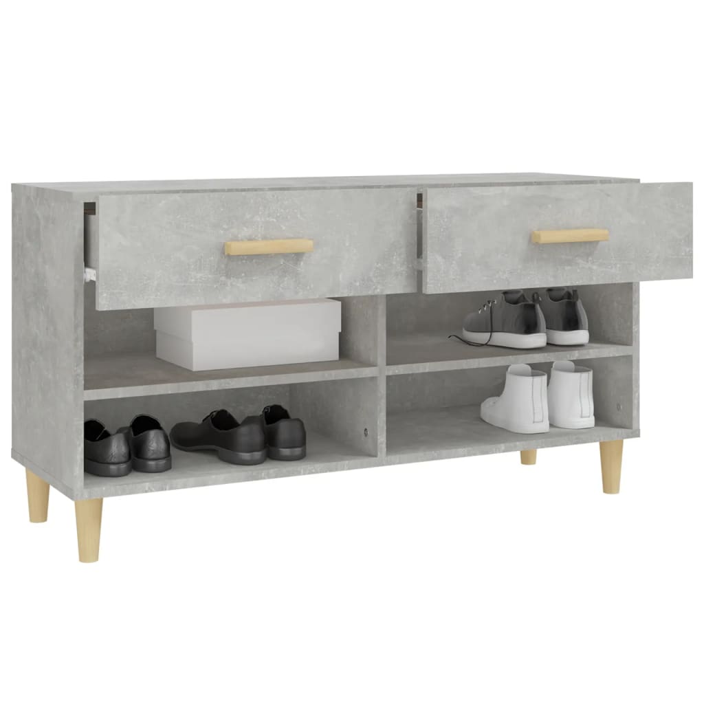 Scarpiera Grigio Cemento 102x35x55 cm in Legno Multistrato