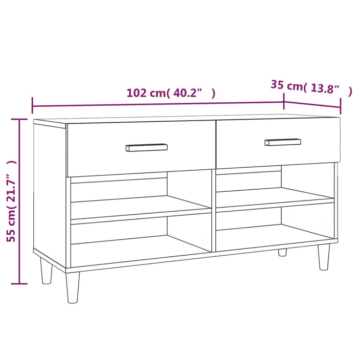 Scarpiera Grigio Cemento 102x35x55 cm in Legno Multistrato