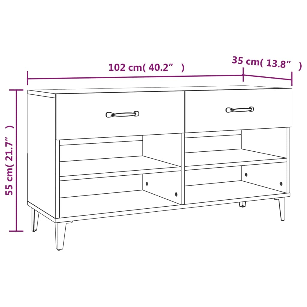 Scarpiera Bianca 102x35x55 cm in Legno Multistrato 812825