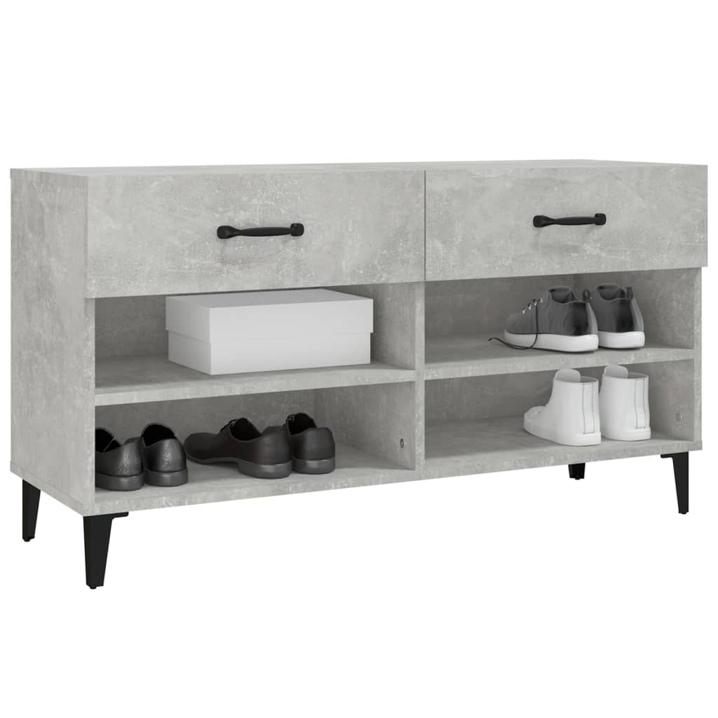 Scarpiera Grigio Cemento 102x35x55 cm in Legno Multistrato 812829