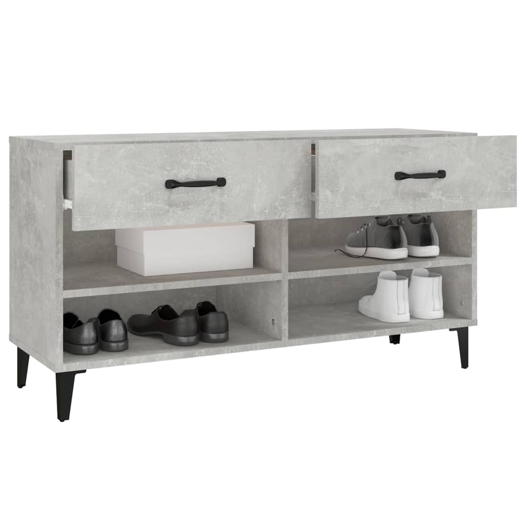 Scarpiera Grigio Cemento 102x35x55 cm in Legno Multistrato 812829