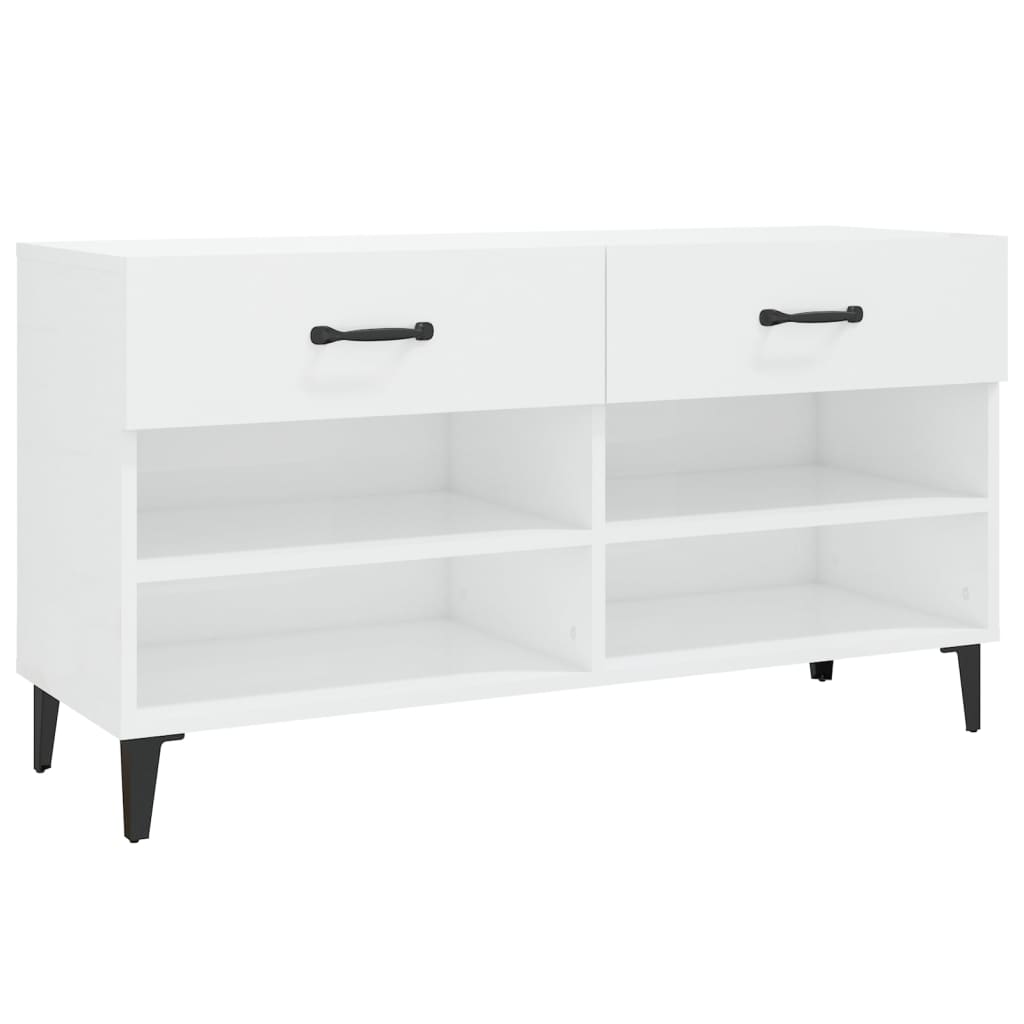 Scarpiera Bianco Lucido 102x35x55 cm in Legno Multistrato cod 11589