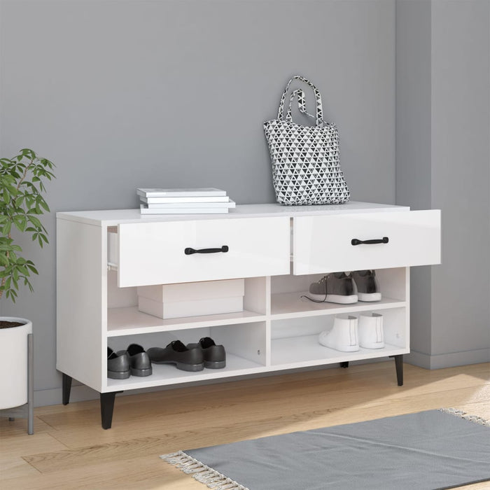 Scarpiera Bianco Lucido 102x35x55 cm in Legno Multistrato cod mxl 35307