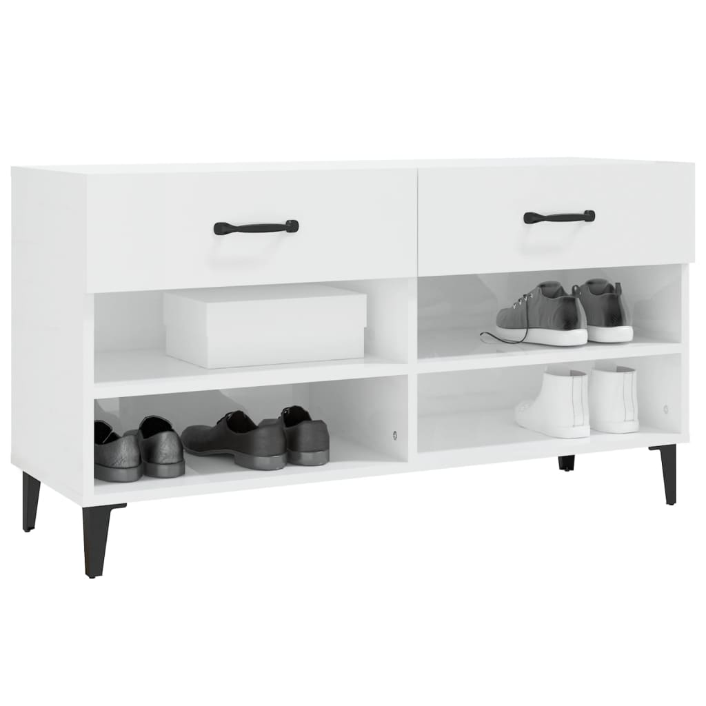 Scarpiera Bianco Lucido 102x35x55 cm in Legno Multistrato cod mxl 35307