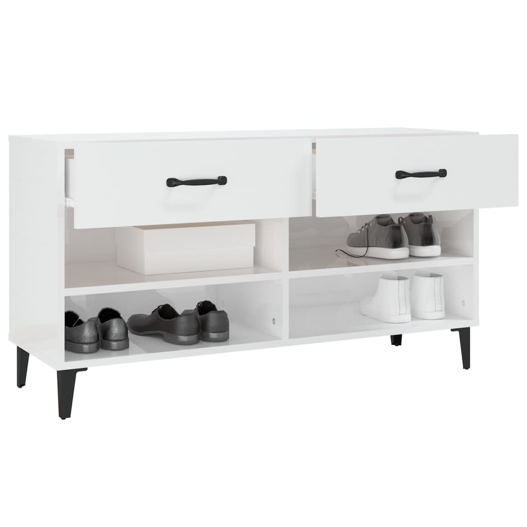 Scarpiera Bianco Lucido 102x35x55 cm in Legno Multistrato cod mxl 35307