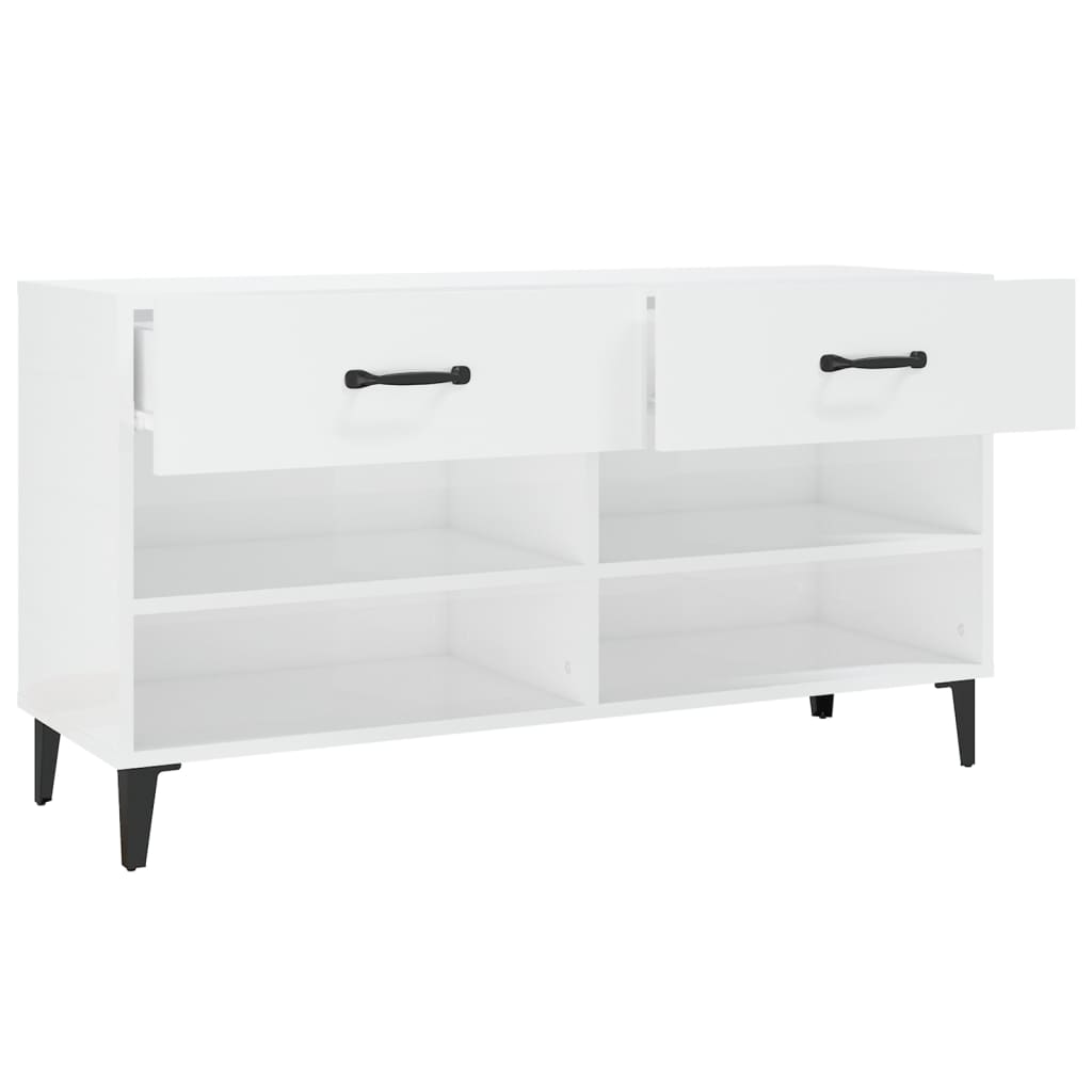 Scarpiera Bianco Lucido 102x35x55 cm in Legno Multistrato cod mxl 35307