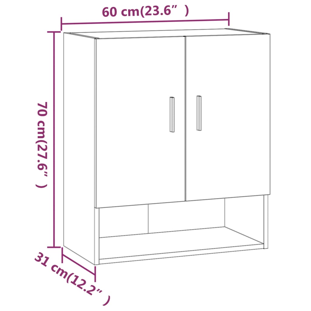 Armadietto a Muro Nero 60x31x70 cm in Legno Multistrato 812871