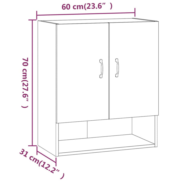 Armadietto a Muro Bianco 60x31x70 cm in Legno Multistrato 812879