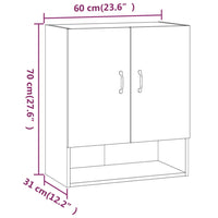 Armadietto a Muro Grigio Cemento 60x31x70 cm Legno Multistrato 812883