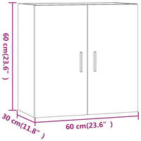 Armadietto a Muro Grigio Cemento 60x30x60 cm Legno Multistrato 