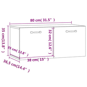 Armadietto a Muro Nero 80x35x36,5 cm in Legno Multistrato cod mxl 33091