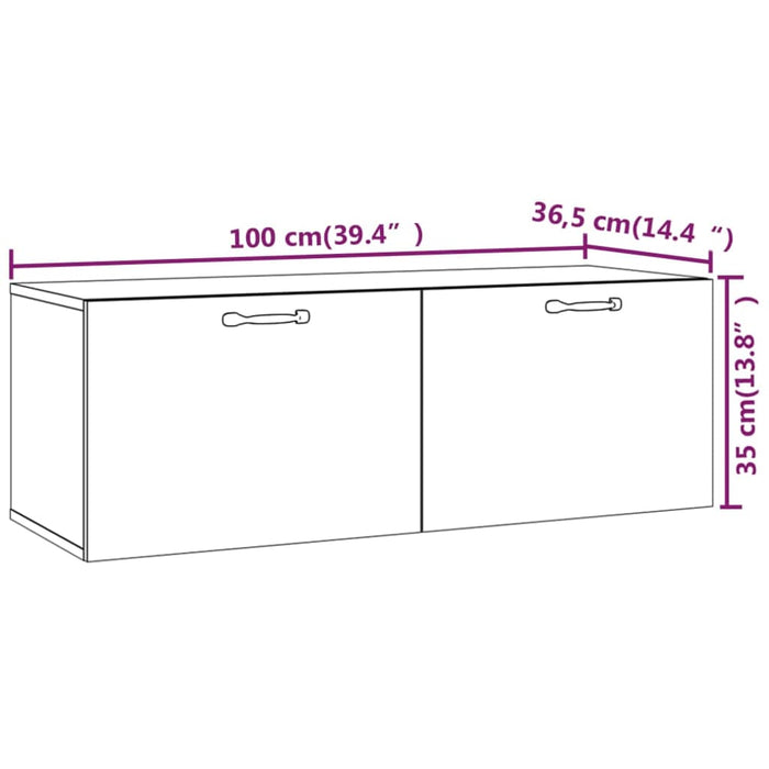 Mobile Pensile Nero 100x36,5x35 cm Legno Multistrato 812952