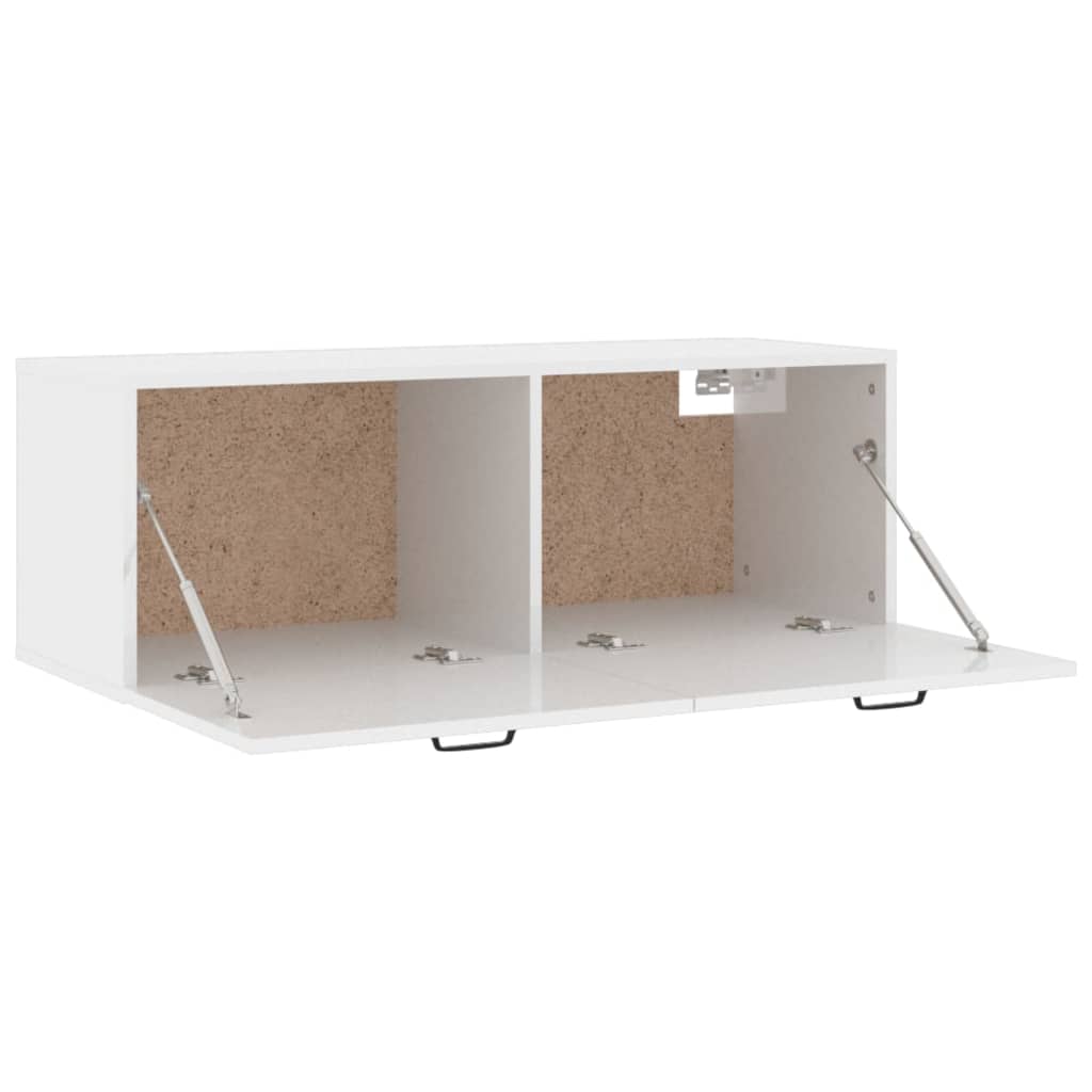 Mobile Pensile Bianco Lucido 100x36,5x35 cm Legno Multistrato 812957