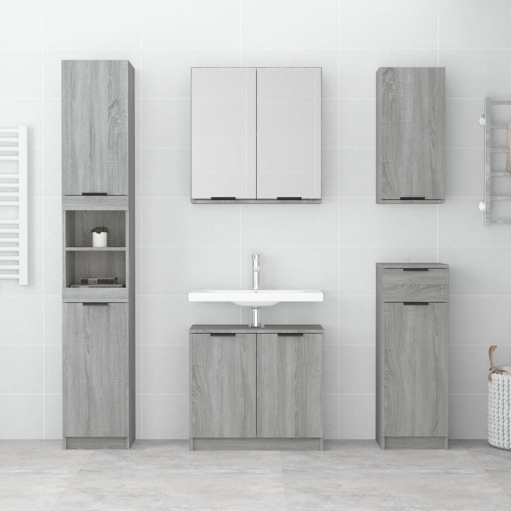 Mobile da Bagno a Parete Grigio Sonoma 32x20x67 cm cod mxl 48161