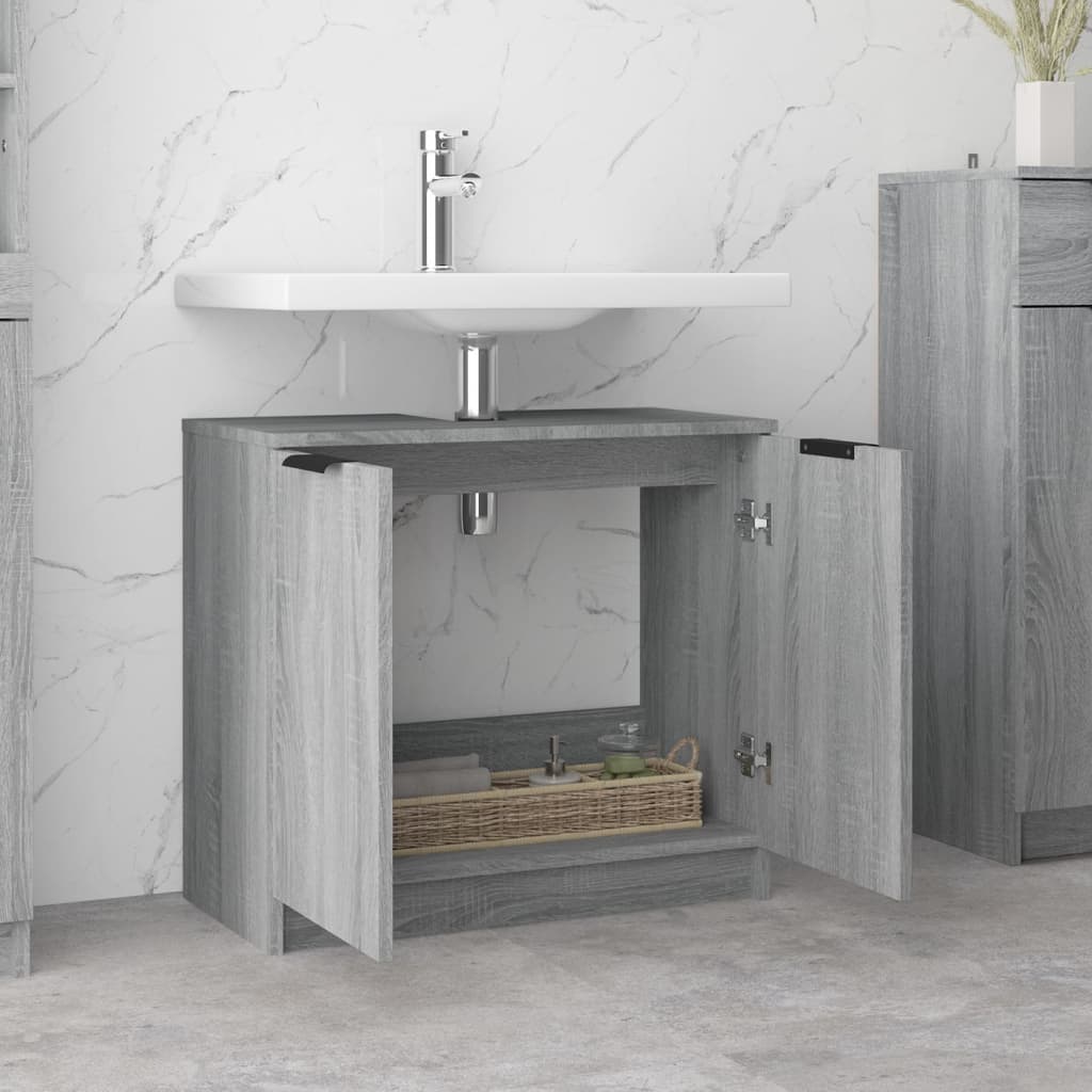 Mobile Bagno Grigio Sonoma 64,5x33,5x59 cm in Legno Multistrato cod mxl 49196