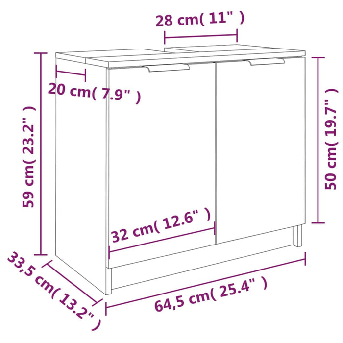 Mobile Bagno Rovere Marrone 64,5x33,5x59cm in Legno Multistrato cod mxl 41513