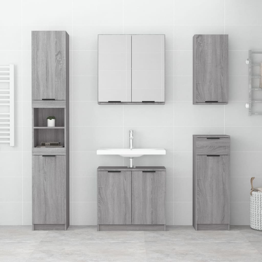 Armadietto a Specchio da Bagno Grigio Sonoma 64x20x67 cm 817067