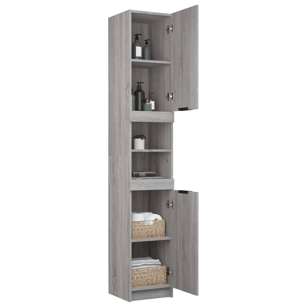 Armadietto Bagno Grigio Sonoma 32x34x188,5 cm Legno Multistrato cod mxl 44216