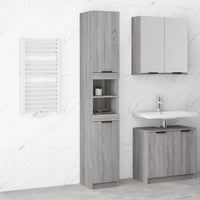 Armadietto Bagno Grigio Sonoma 32x34x188,5 cm Legno Multistrato cod mxl 44216