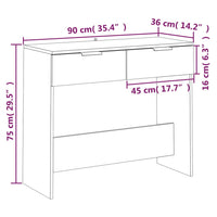 Tavolino Consolle Rovere Fumo 90x36x75 cm in Legno Multistrato