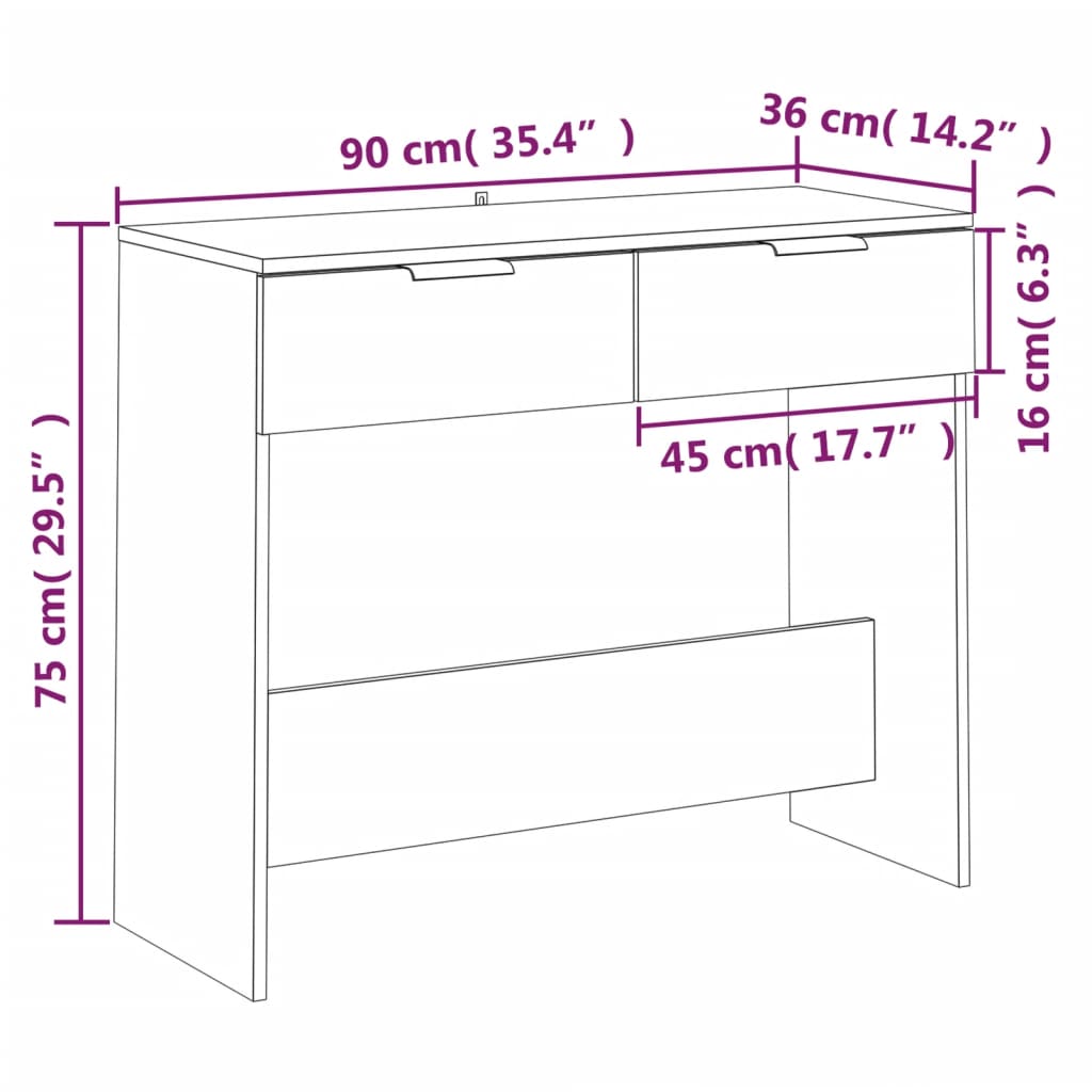 Tavolino Consolle Grigio Sonoma 90x36x75 cm Legno Multistrato cod mxl 7142