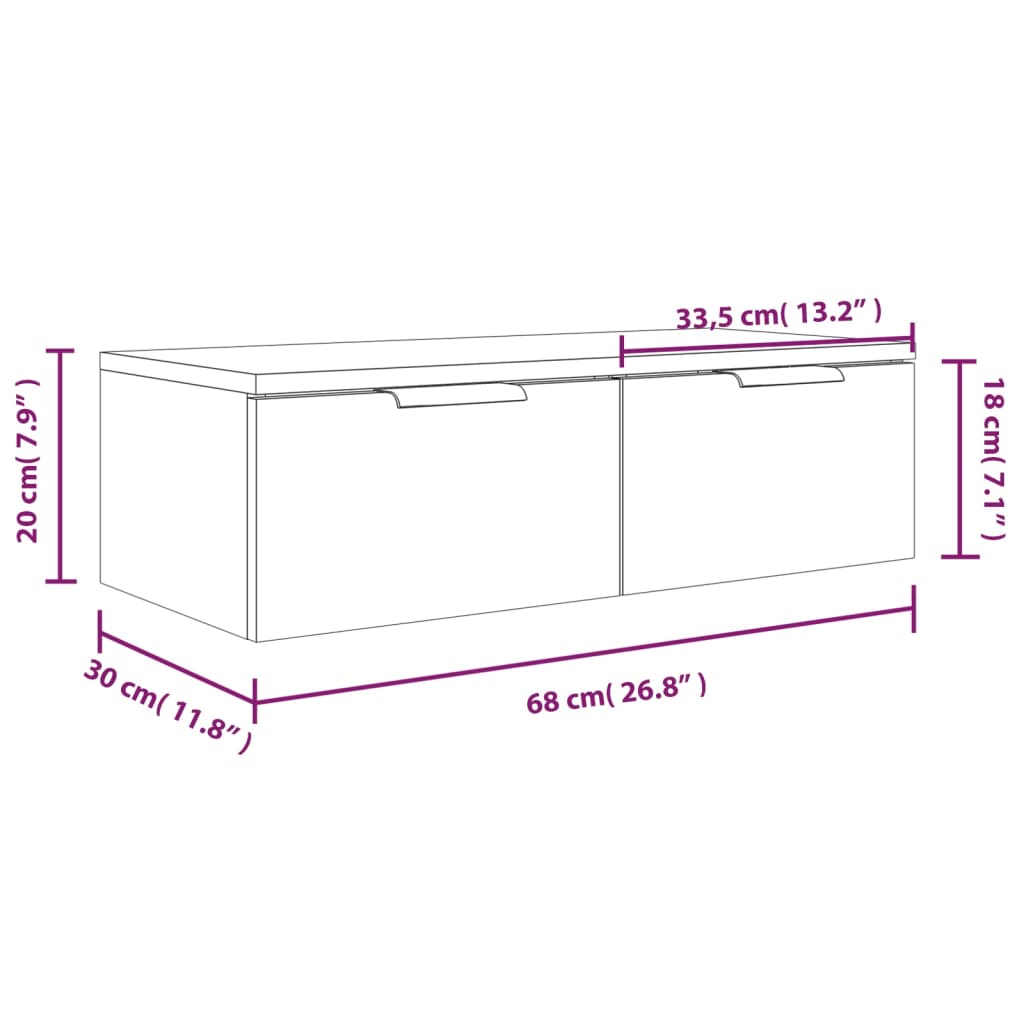 Mobile Pensile Rovere Marrone 68x30x20 cm in Legno Multistrato cod mxl 32808