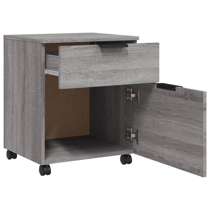 Schedario con Ruote Grigio Sonoma 45x38x54 cm Legno Multistrato 817136