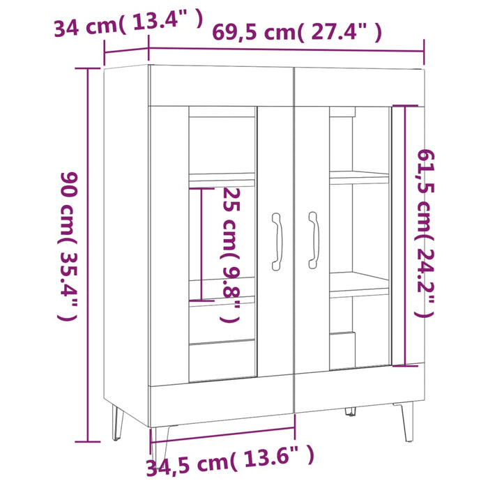 Credenza Grigio Sonoma 69,5x34x90 cm in Legno Multistrato 817337