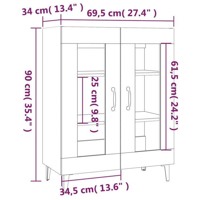 Credenza Rovere Marrone 69,5x34x90 cm in Legno Multistrato cod mxl 13254