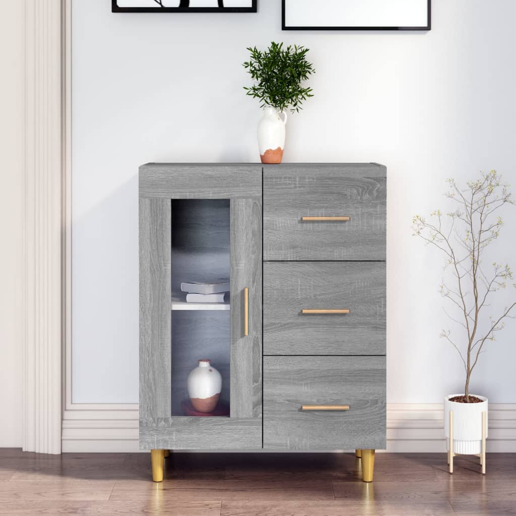 Credenza Grigio Sonoma 69,5x34x90 cm in Legno Multistrato cod mxl 38962