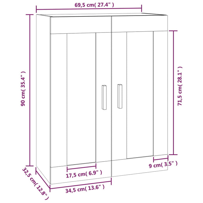 Pensile Grigio Sonoma 69,5x32,5x90 cm in Legno Multistrato 817394