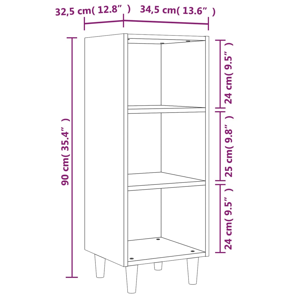 Credenza Rovere Marrone 34,5x32,5x90 cm in Legno Multistrato 817422