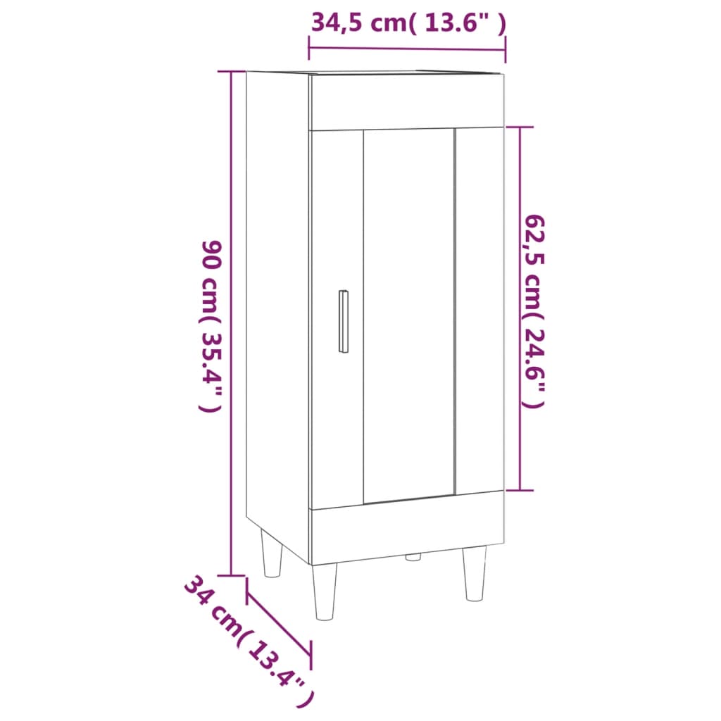 Credenza Rovere Marrone 34,5x34x90 cm in Legno Multistrato 817434