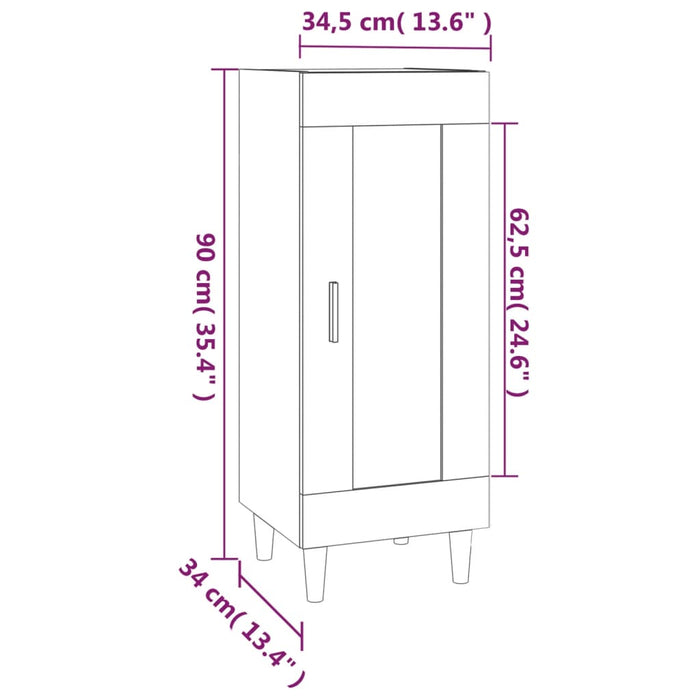 Credenza Rovere Marrone 34,5x34x90 cm in Legno Multistrato 817434