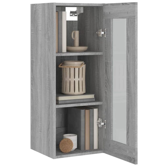 Armadietto Pensile a Parete Grigio Sonoma 34,5x34x90 cm cod mxl 27698